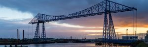Transporter Bridge at sunset in Middlesbrough